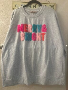 Merry & Bright Crewneck Sweatshirt - Light Gray